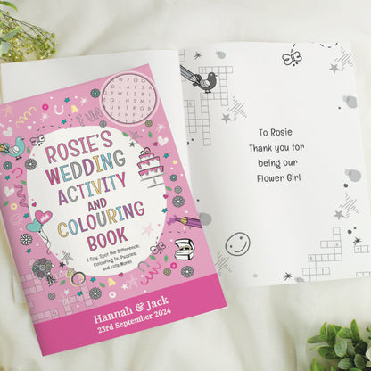 Personalised Pink A4 Wedding Activity & Colouring Book - MK&JD Gifts