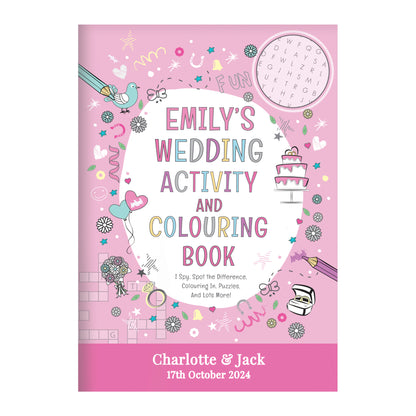 Personalised Pink A4 Wedding Activity & Colouring Book - MK&JD Gifts