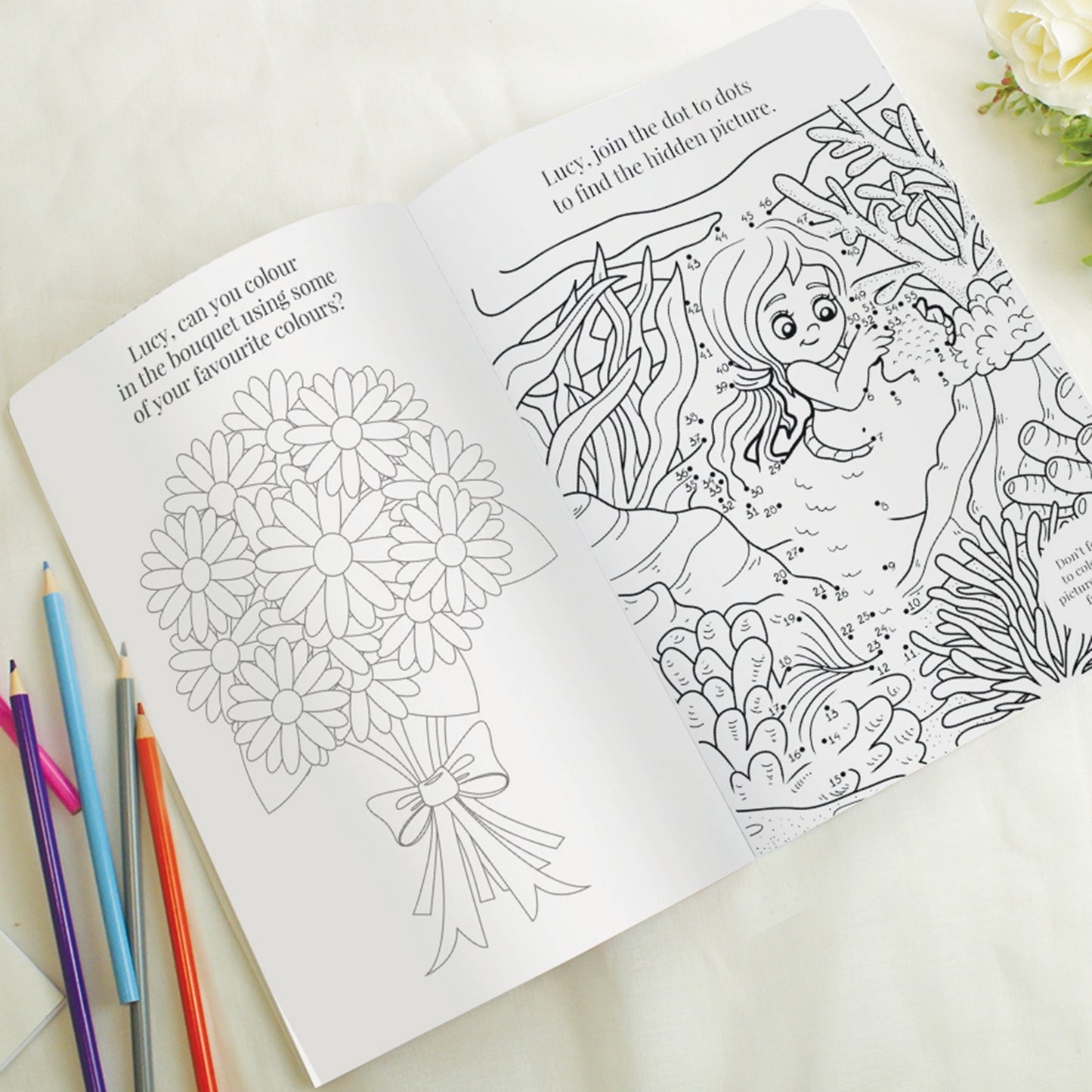 Personalised Pink A4 Wedding Activity & Colouring Book - MK&JD Gifts