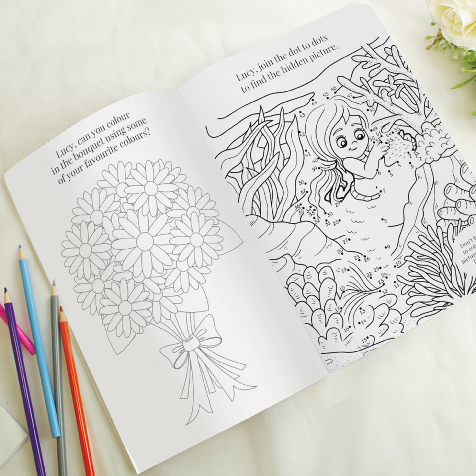 Personalised Pink A4 Wedding Activity & Colouring Book - MK&JD Gifts
