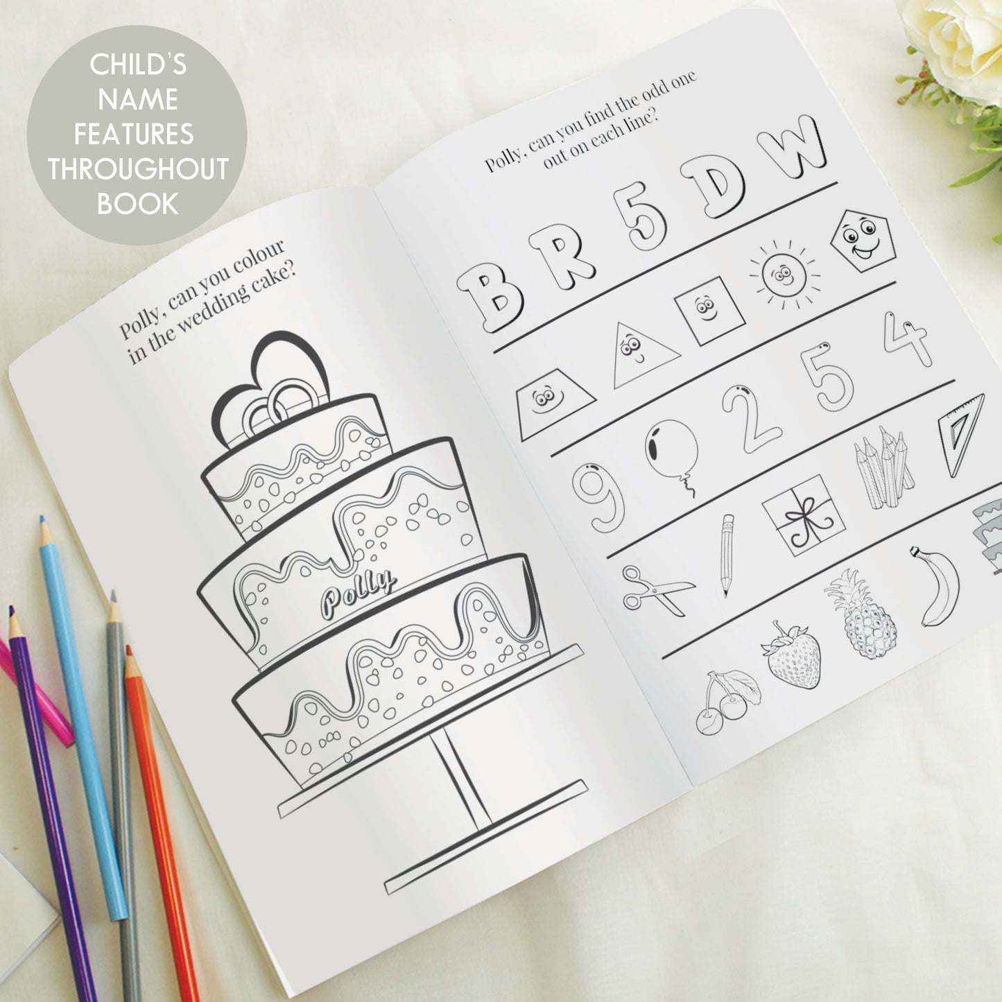 Personalised Pink A4 Wedding Activity & Colouring Book - MK&JD Gifts