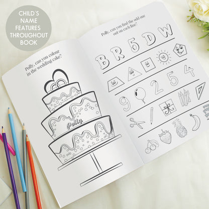 Personalised Pink A4 Wedding Activity & Colouring Book - MK&JD Gifts