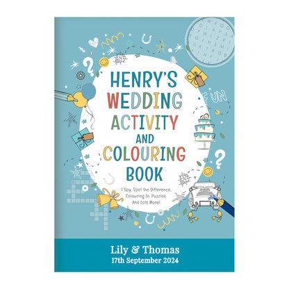 Personalised Blue A4 Wedding Activity & Colouring Book - MK&JD Gifts