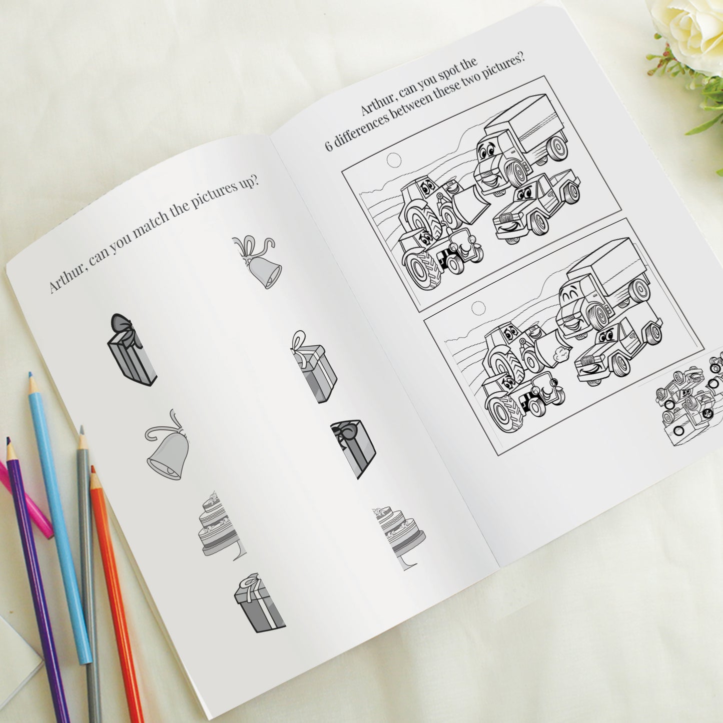 Personalised Blue A4 Wedding Activity & Colouring Book - MK&JD Gifts