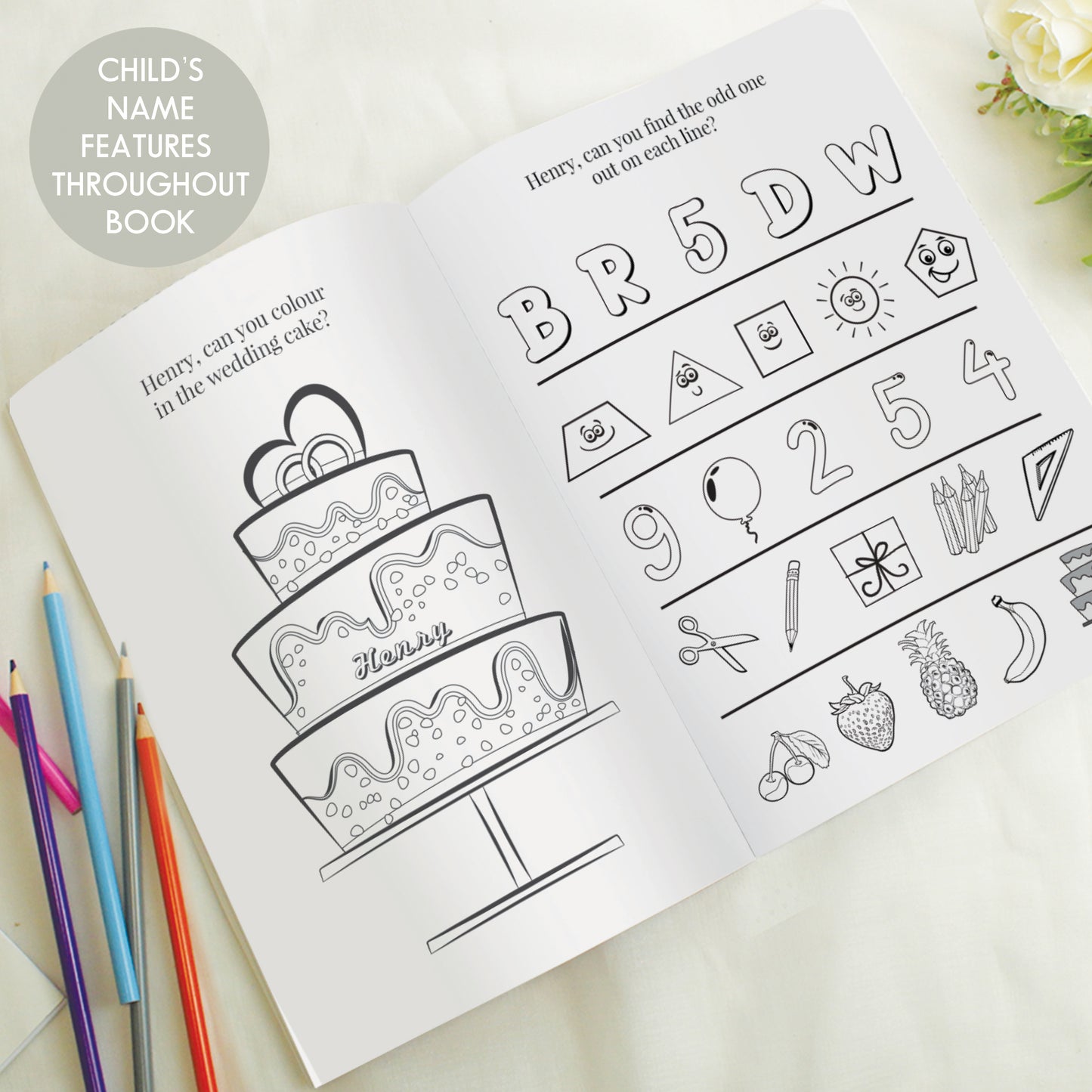 Personalised Blue A4 Wedding Activity & Colouring Book - MK&JD Gifts