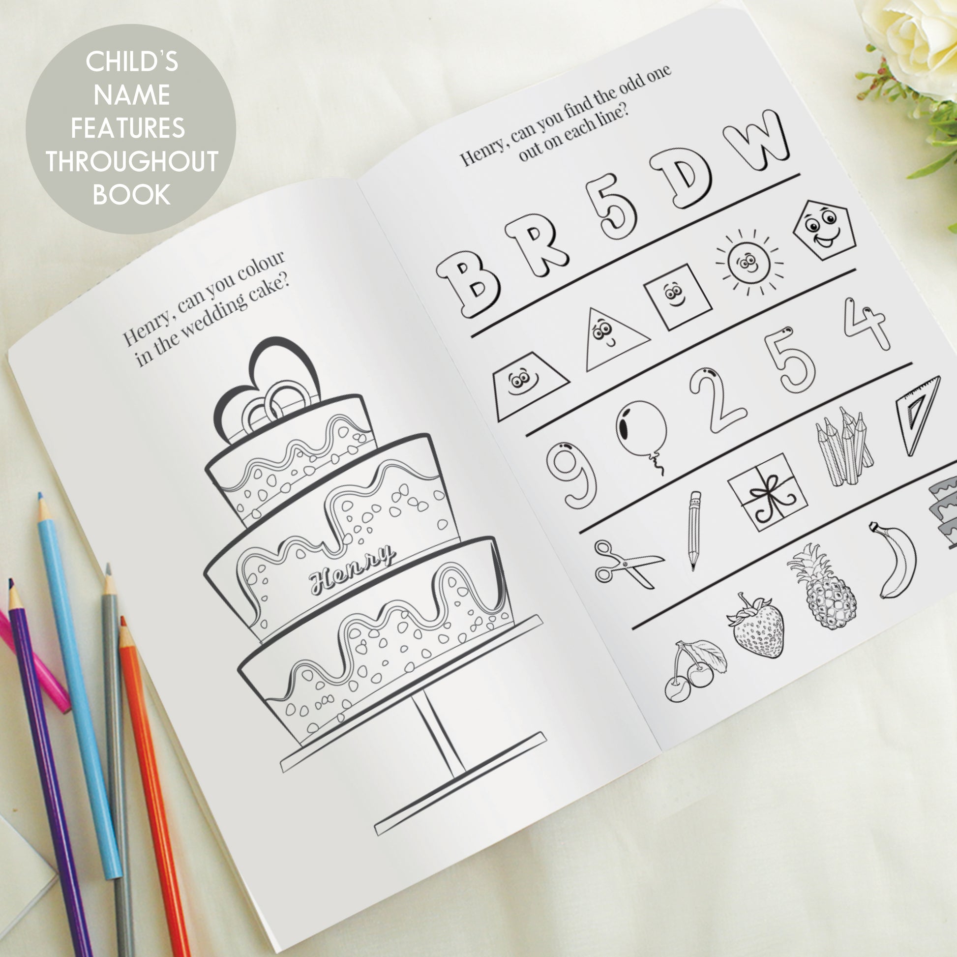 Personalised Blue A4 Wedding Activity & Colouring Book - MK&JD Gifts