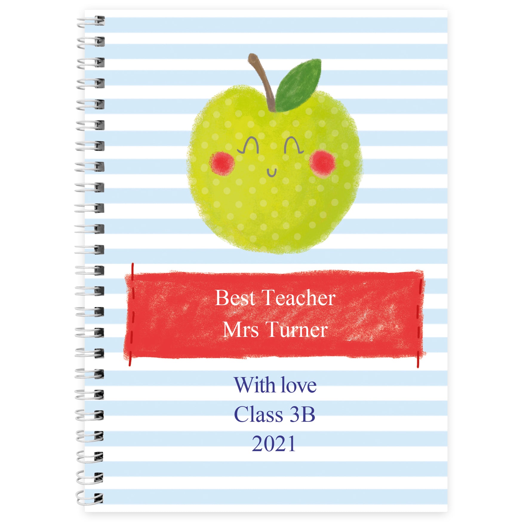 Personalised Apple for the Teacher A5 Notebook - MK&JD Gifts