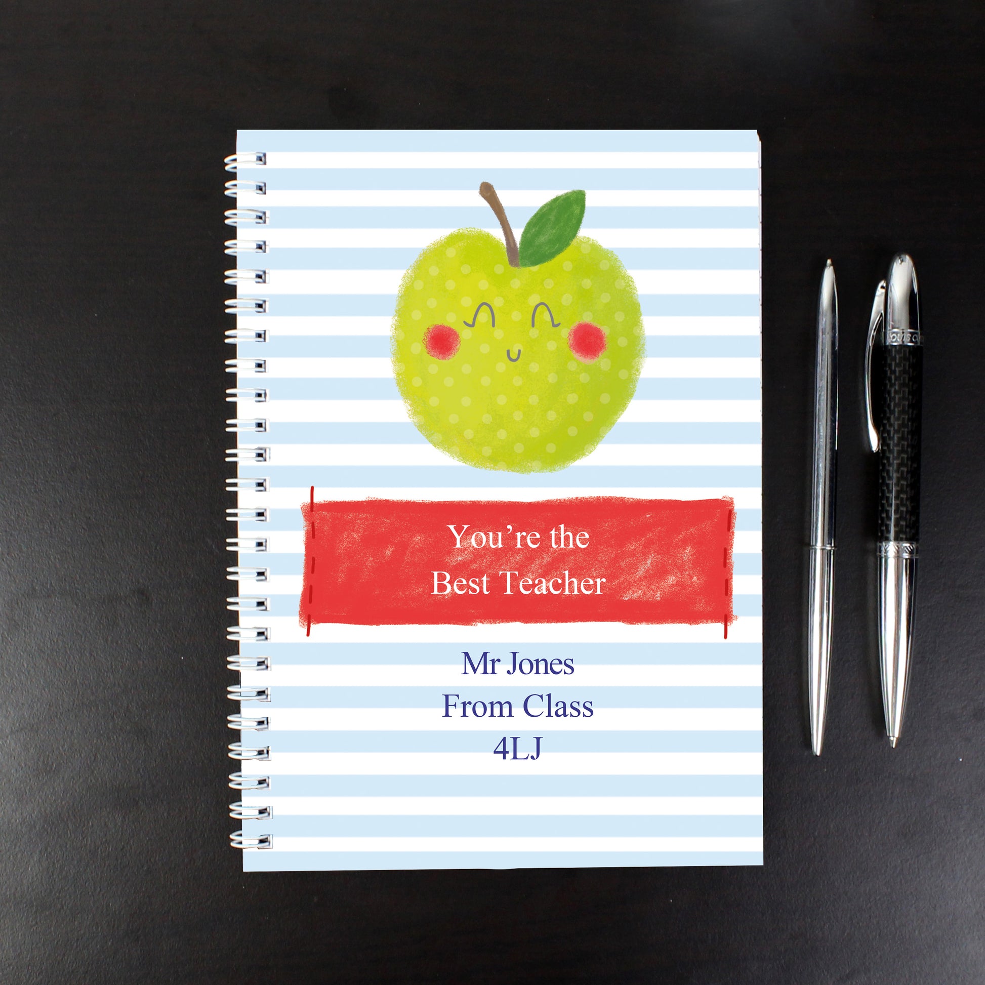 Personalised Apple for the Teacher A5 Notebook - MK&JD Gifts