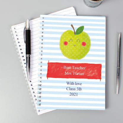 Personalised Apple for the Teacher A5 Notebook - MK&JD Gifts