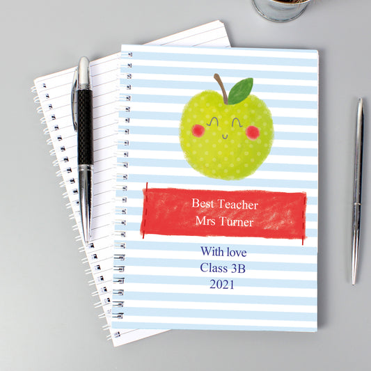Personalised Apple for the Teacher A5 Notebook - MK&JD Gifts