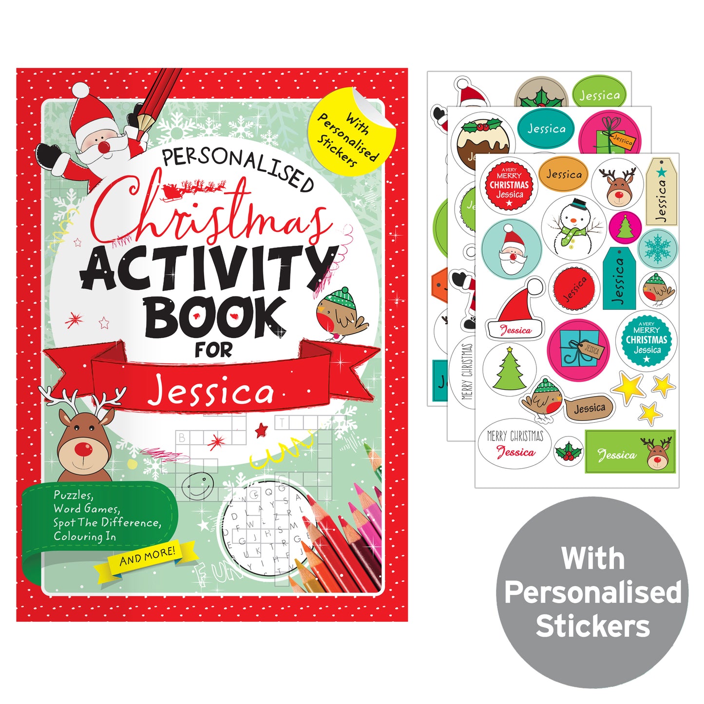 Personalised Christmas Activity Book with Stickers - MK&JD Gifts