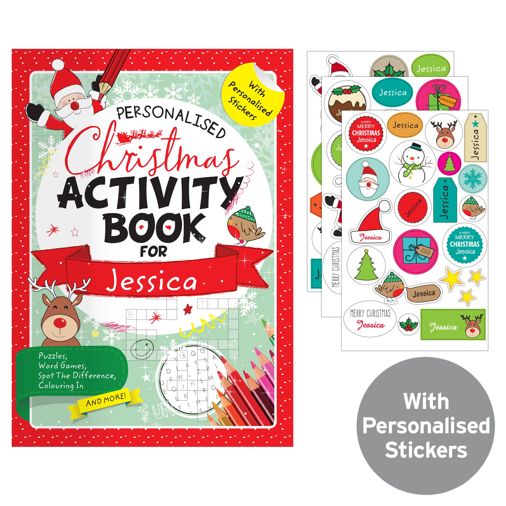 Personalised Christmas Activity Book with Stickers - MK&JD Gifts