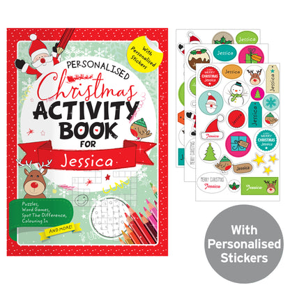 Personalised Christmas Activity Book with Stickers - MK&JD Gifts