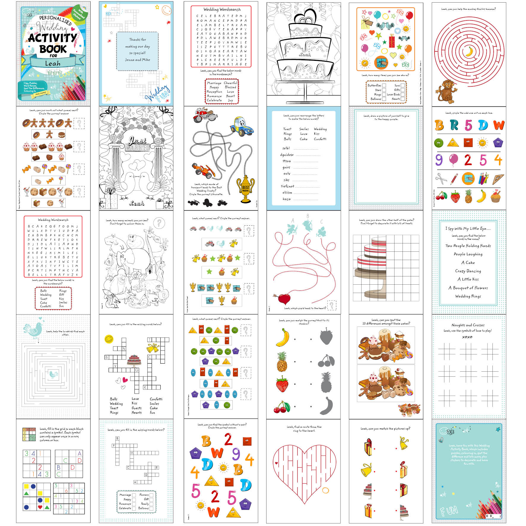 Personalised Wedding Activity Book with Stickers - MK&JD Gifts