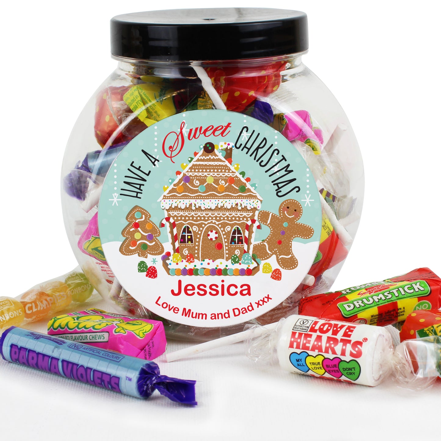 Personalised Gingerbread House Sweet Jar - MK&JD Gifts
