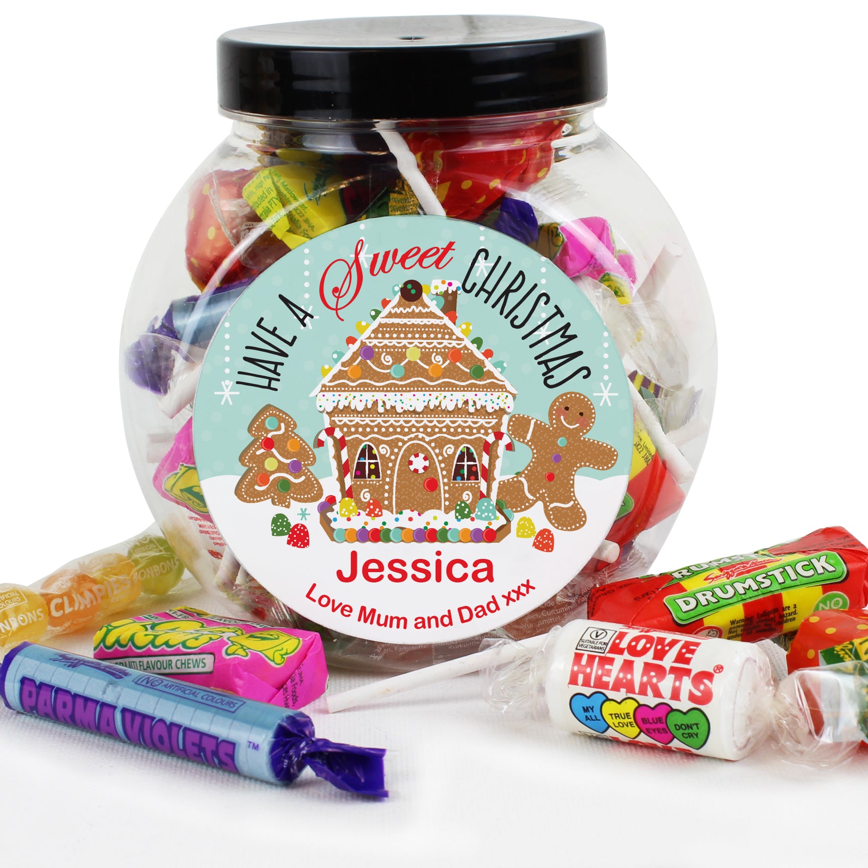 Personalised Gingerbread House Sweet Jar - MK&JD Gifts