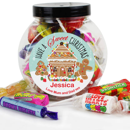 Personalised Gingerbread House Sweet Jar - MK&JD Gifts