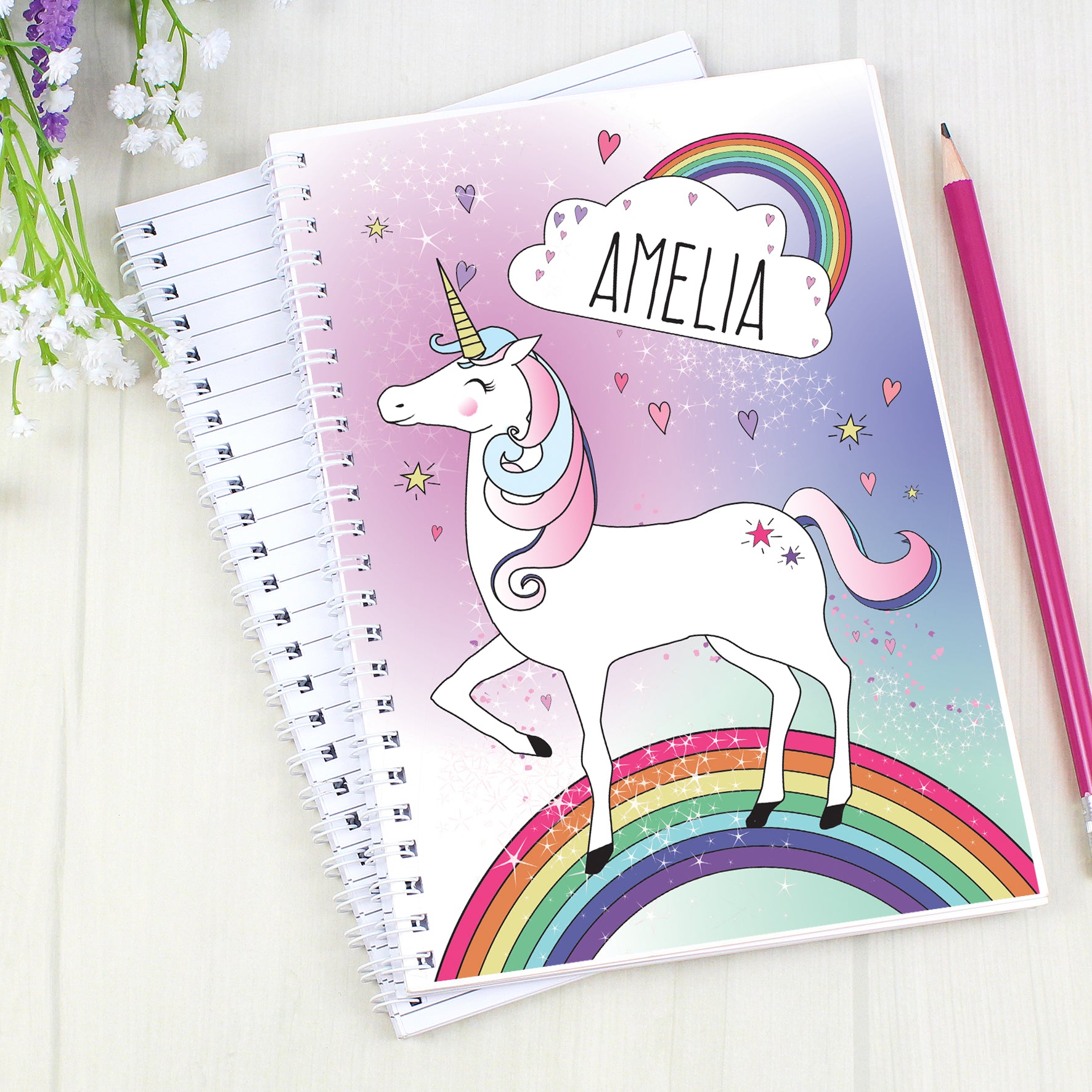 Personalised Unicorn A5 Notebook - MK&JD Gifts