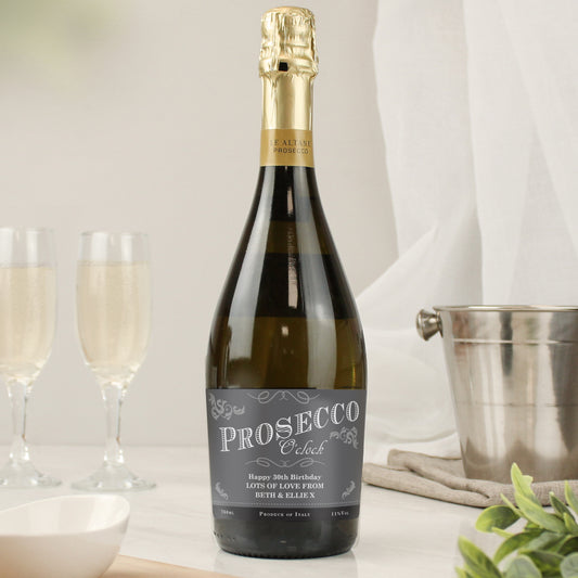 Personalised 'Prosecco O'Clock' Bottle of Prosecco - MK&JD Gifts