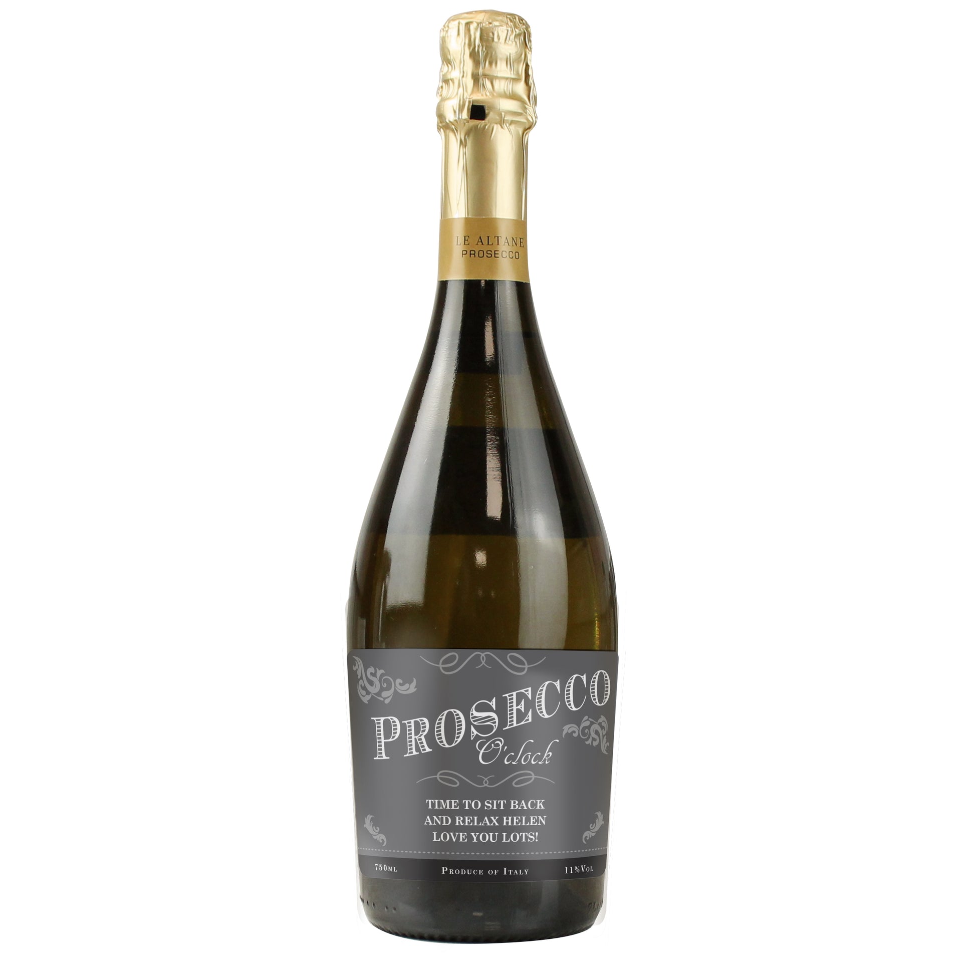 Personalised 'Prosecco O'Clock' Bottle of Prosecco - MK&JD Gifts