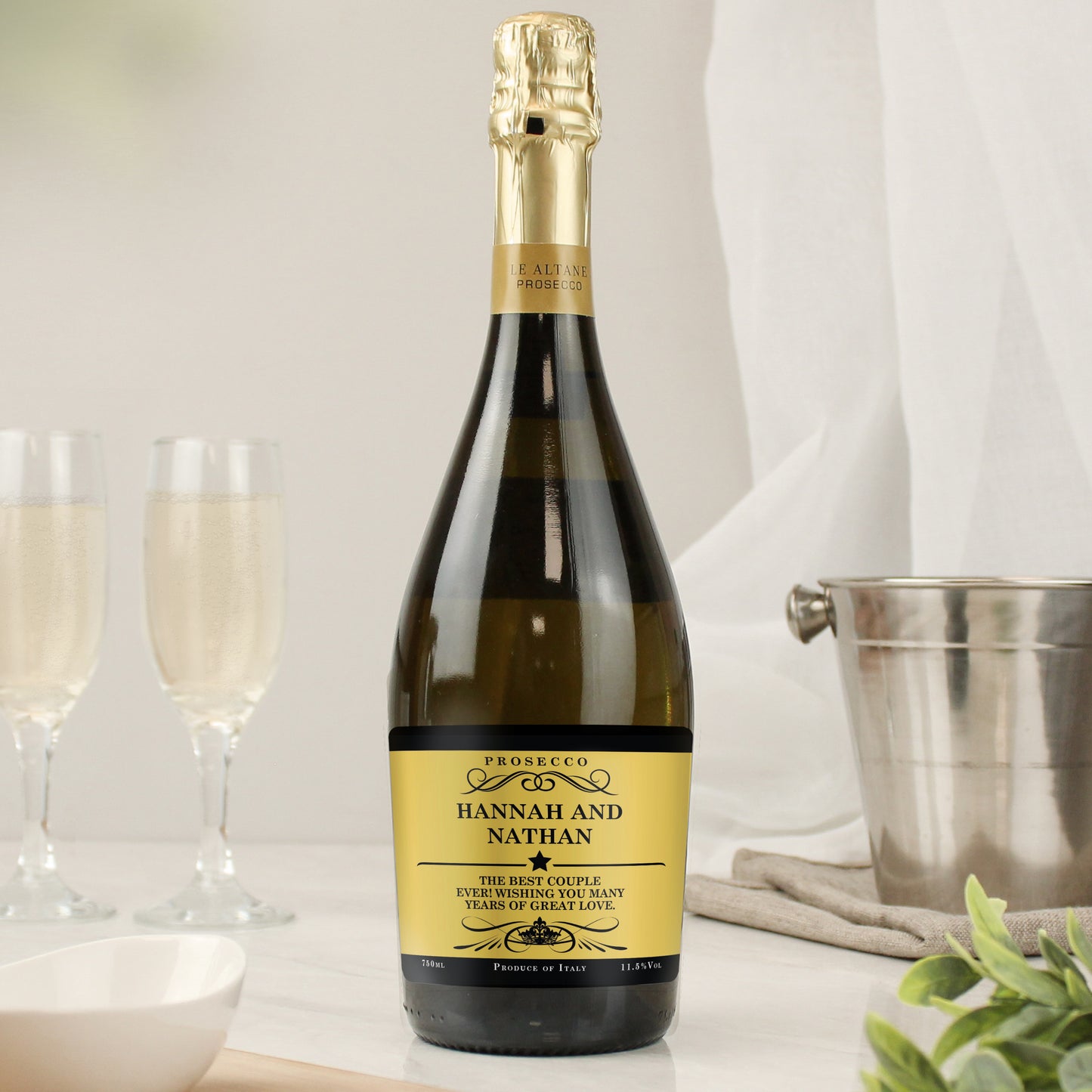 Personalised Any Message Bottle of Prosecco - MK&JD Gifts
