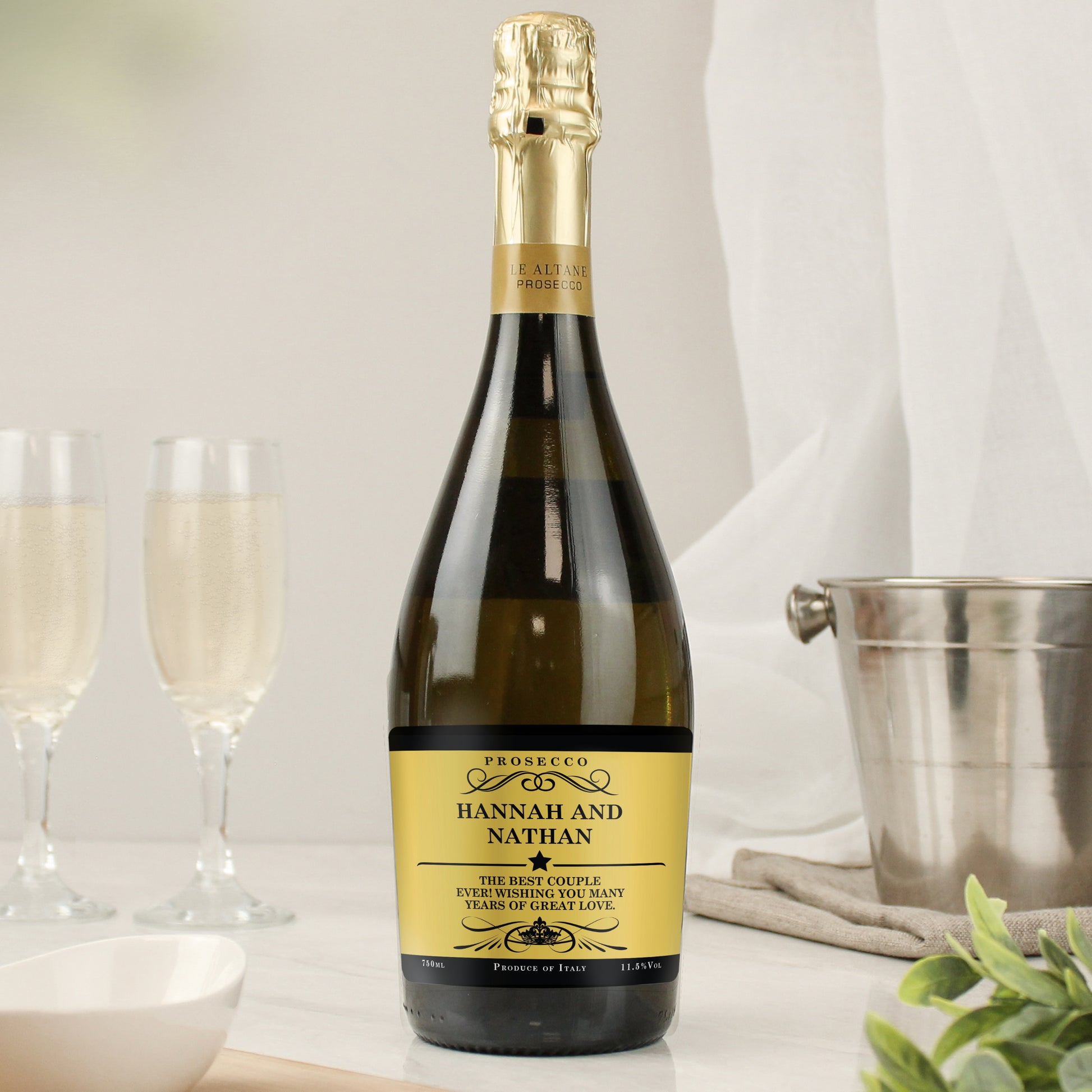Personalised Any Message Bottle of Prosecco - MK&JD Gifts