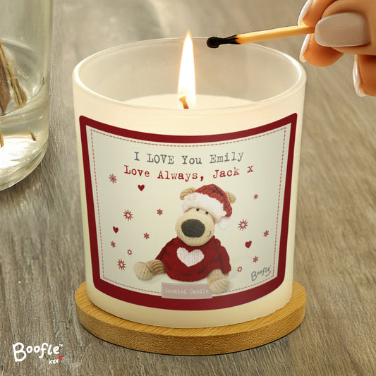 Personalised Boofle Christmas Love Scented Jar Candle