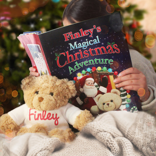 Personalised Magical Christmas Adventure Story Book and Personalised Teddy Bear - MK&JD Gifts