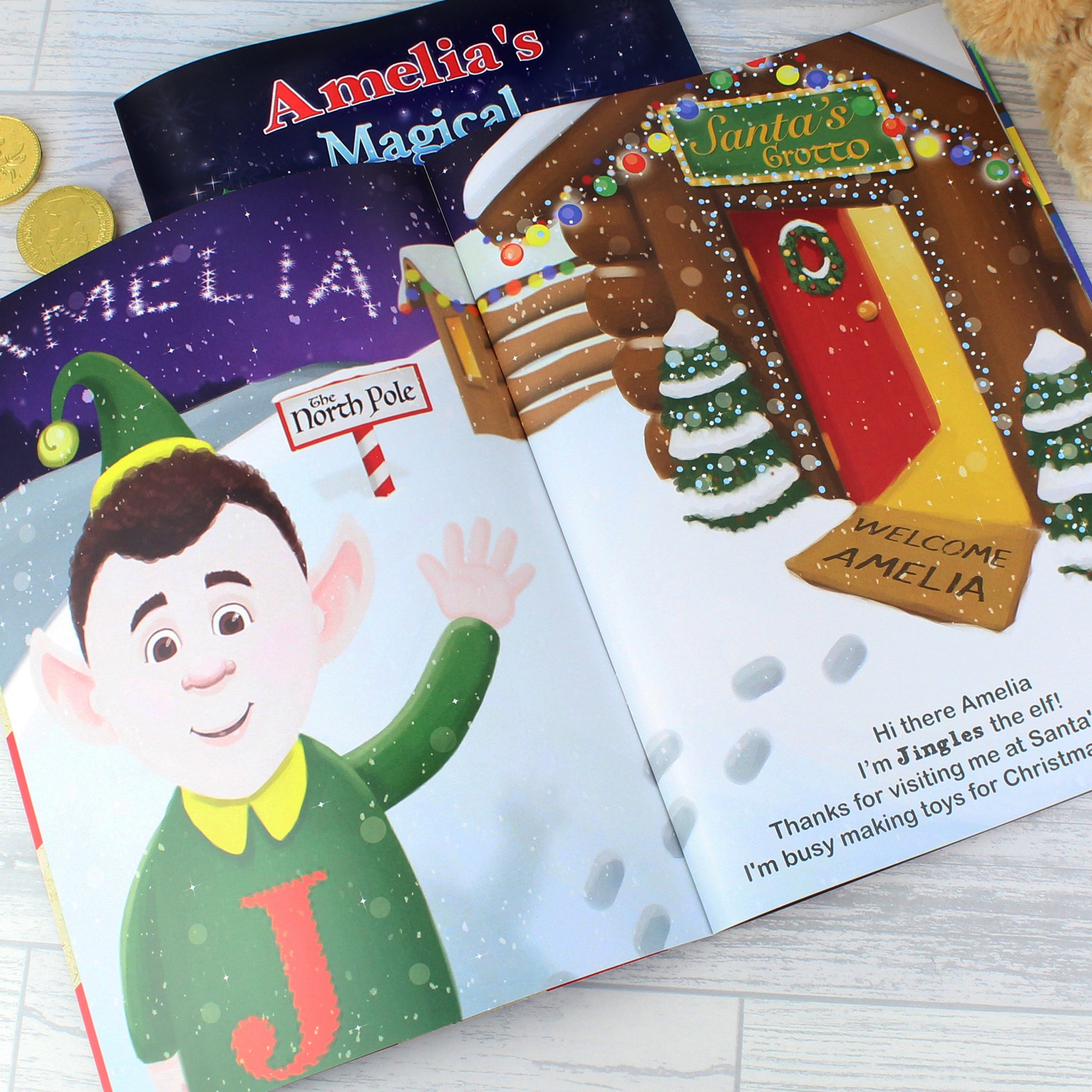 Personalised Magical Christmas Adventure Story Book and Personalised Teddy Bear - MK&JD Gifts