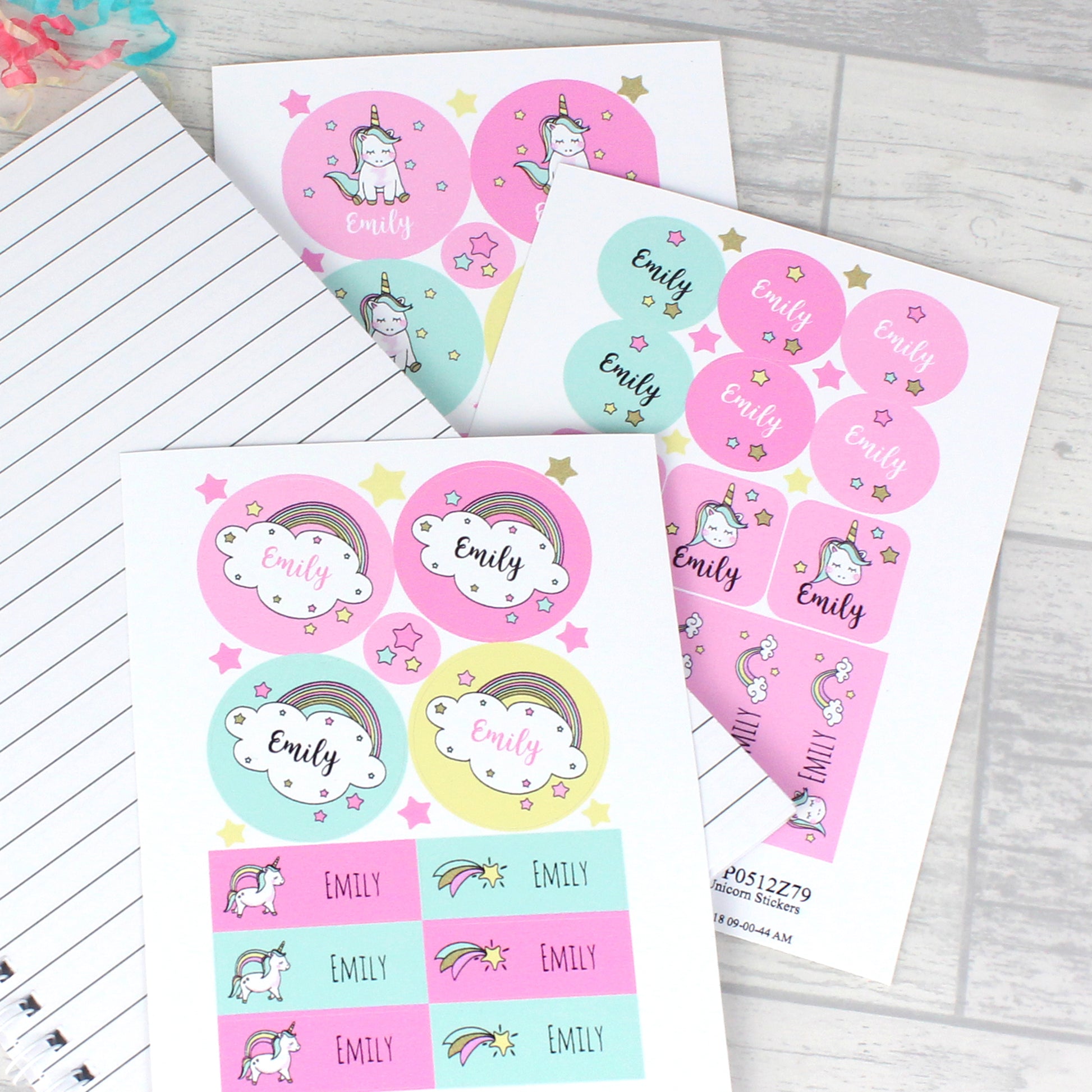 Personalised Baby Unicorn Sticker Set - MK&JD Gifts