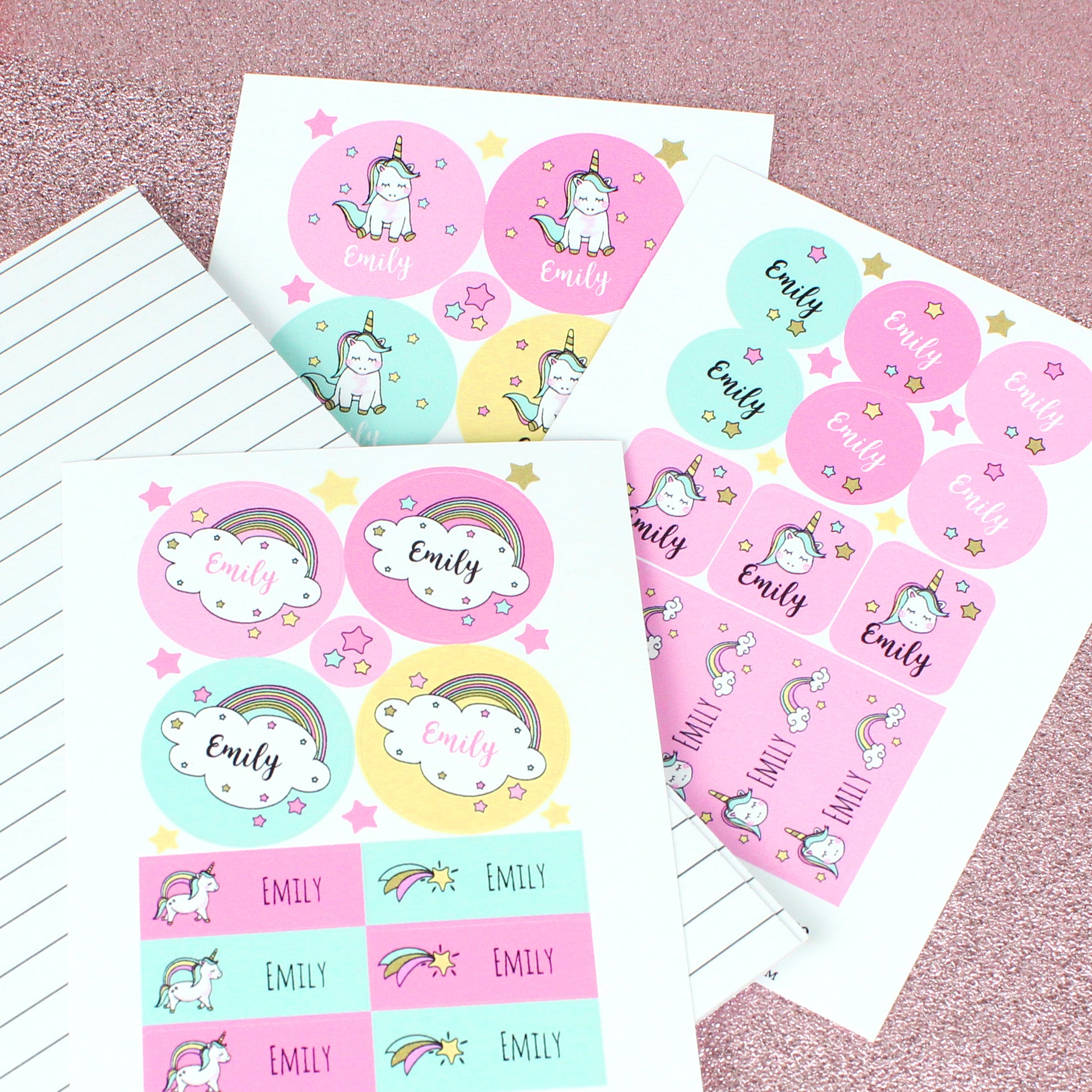 Personalised Baby Unicorn Sticker Set - MK&JD Gifts