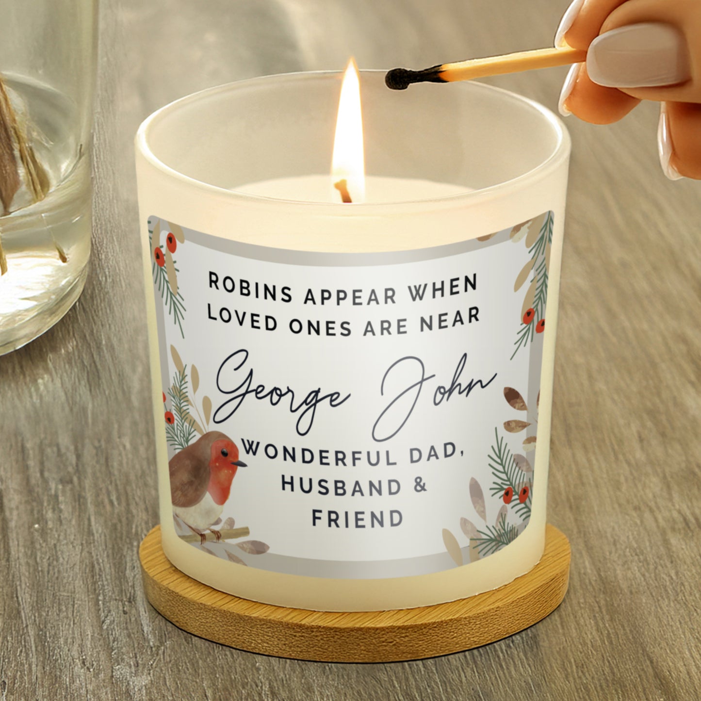 Personalised Robins Appear Memorial Scented Jar Candle - MK&JD Gifts