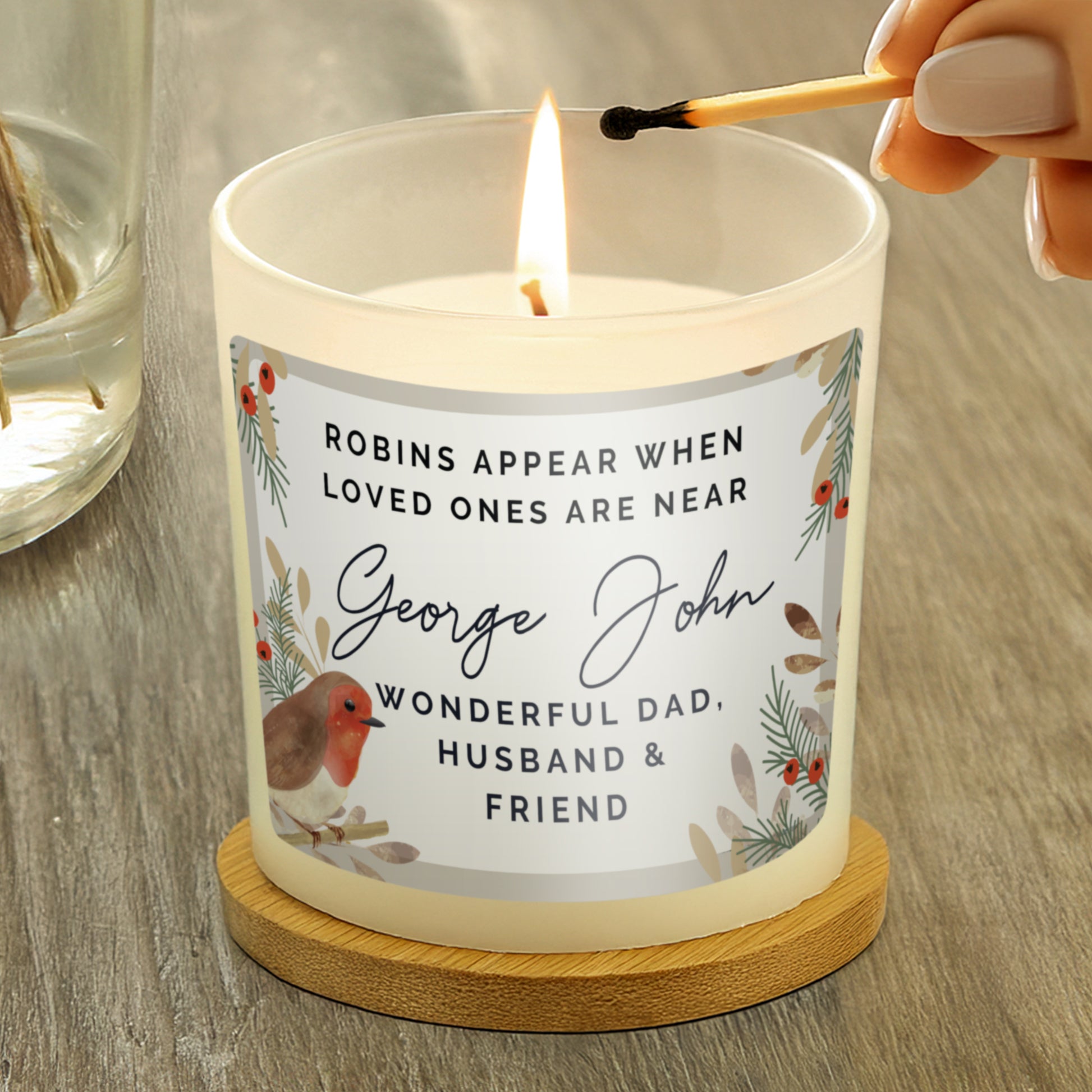 Personalised Robins Appear Memorial Scented Jar Candle - MK&JD Gifts