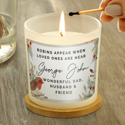 Personalised Robins Appear Memorial Scented Jar Candle - MK&JD Gifts