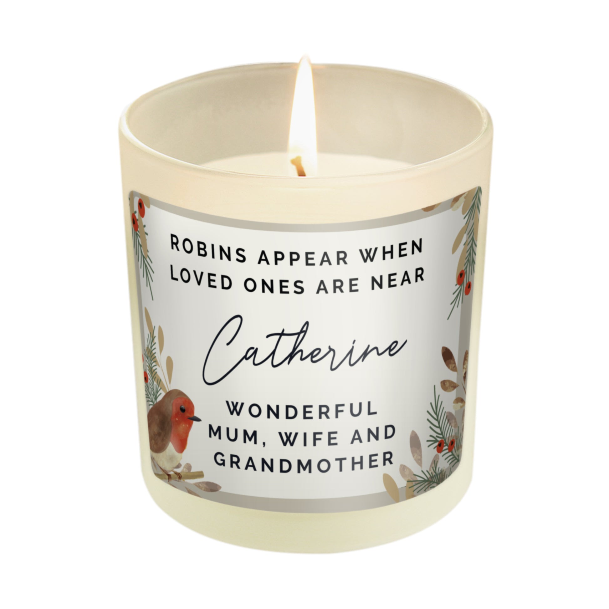 Personalised Robins Appear Memorial Scented Jar Candle - MK&JD Gifts