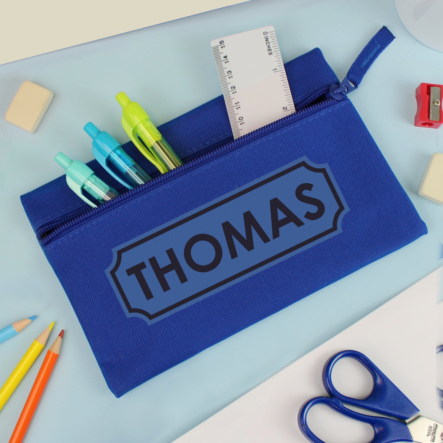 Personalised Blue Pencil Case