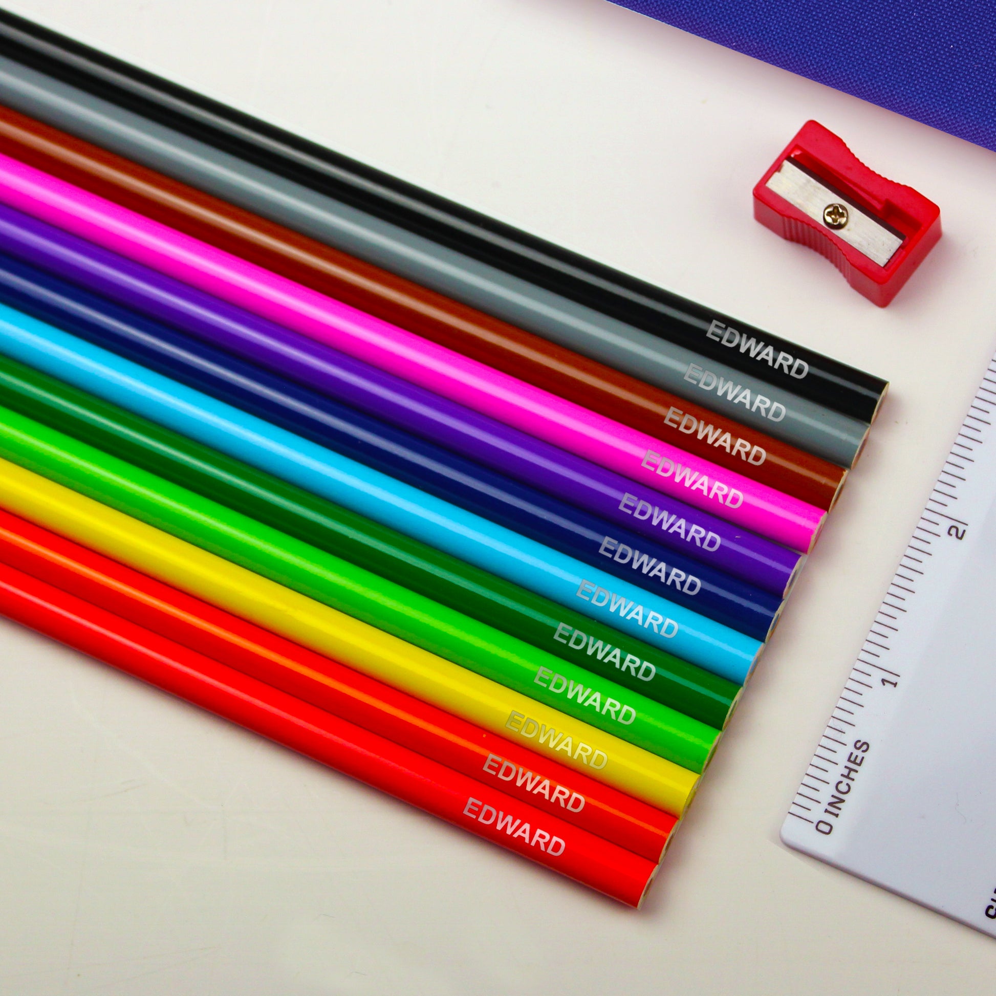 Blue Pencil Case with Personalised Pencils & Crayons - MK&JD Gifts