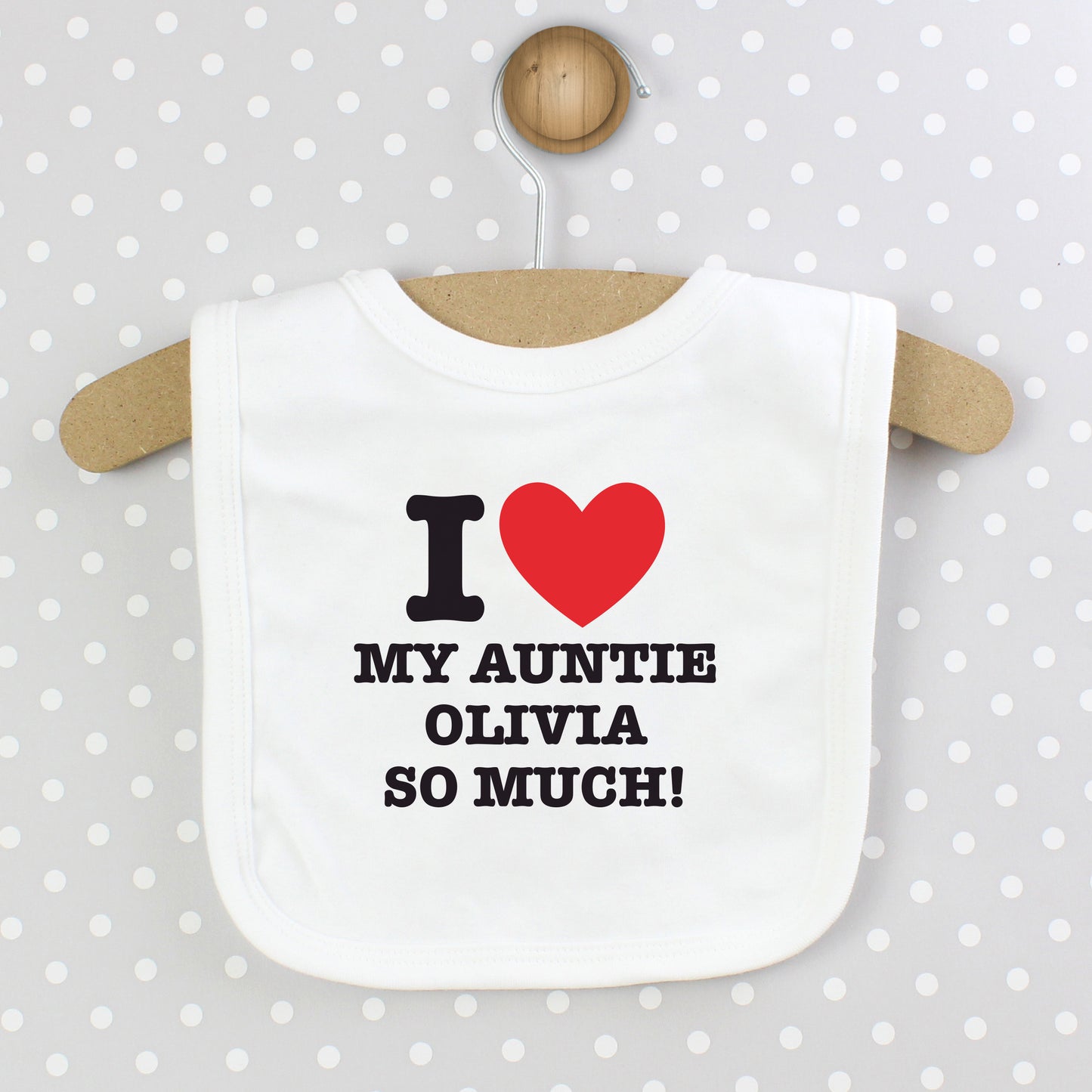 Personalised I HEART 0-3 Months Baby Bib - MK&JD Gifts