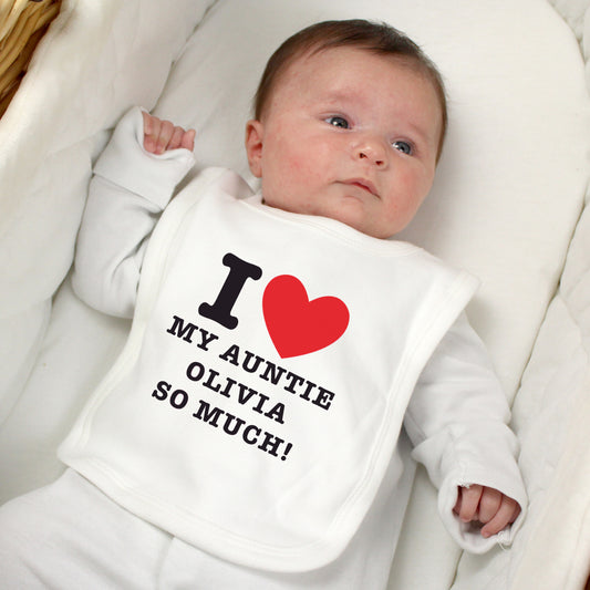Personalised I HEART 0-3 Months Baby Bib - MK&JD Gifts