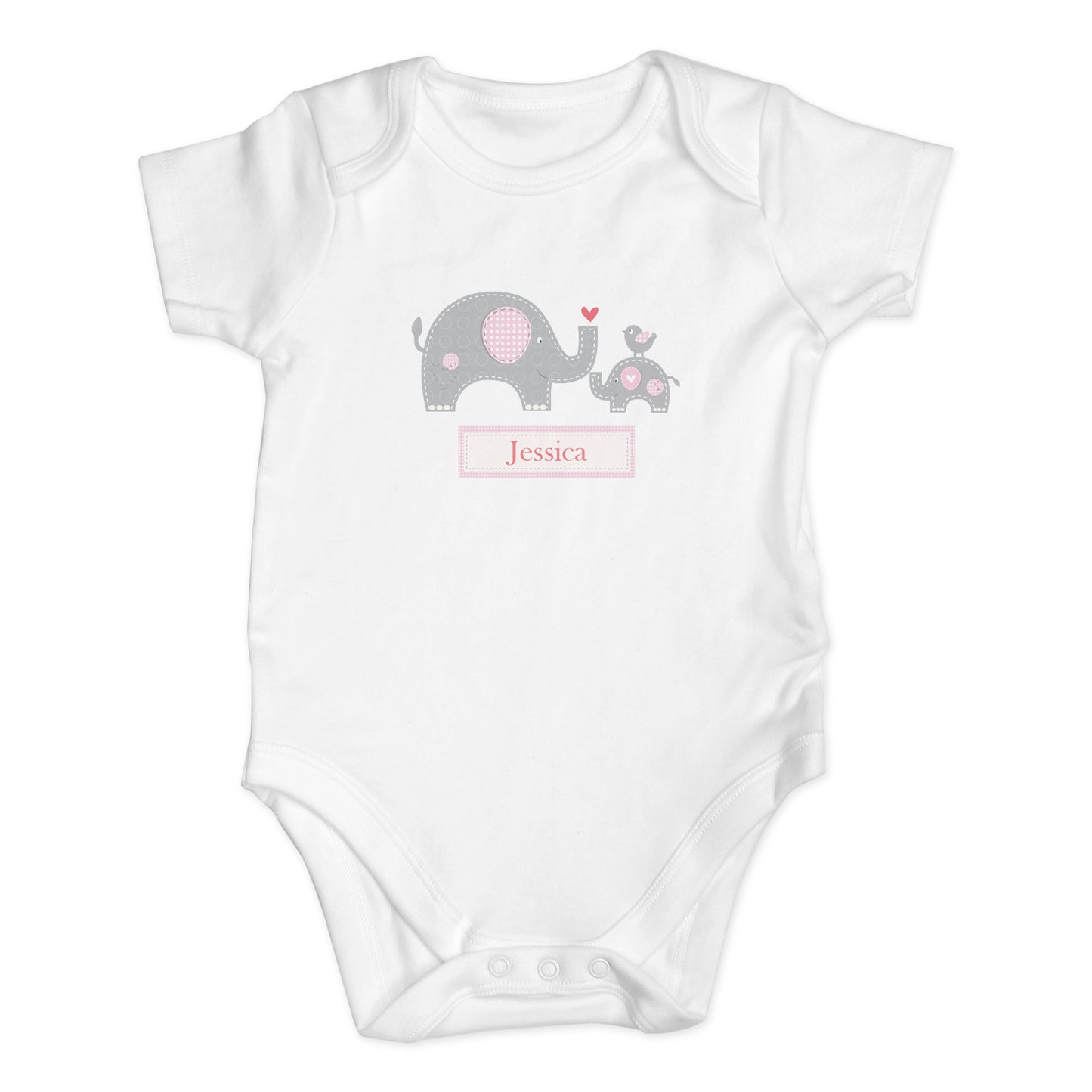 Personalised Pink Elephant 0-3 Months Baby Vest - MK&JD Gifts