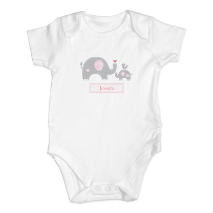Personalised Pink Elephant 0-3 Months Baby Vest - MK&JD Gifts