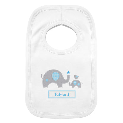 Personalised Blue Elephant 0-3 Months Baby Bib - MK&JD Gifts