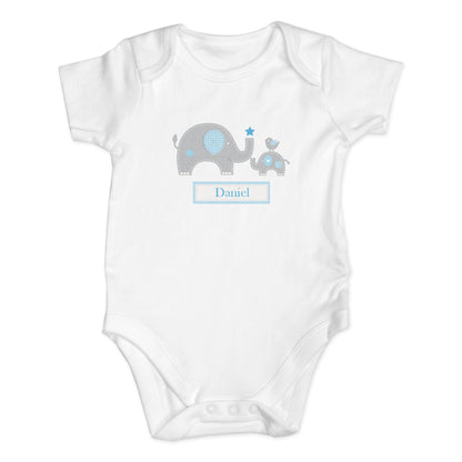 Personalised Blue Elephant 0-3 Months Baby Vest - MK&JD Gifts