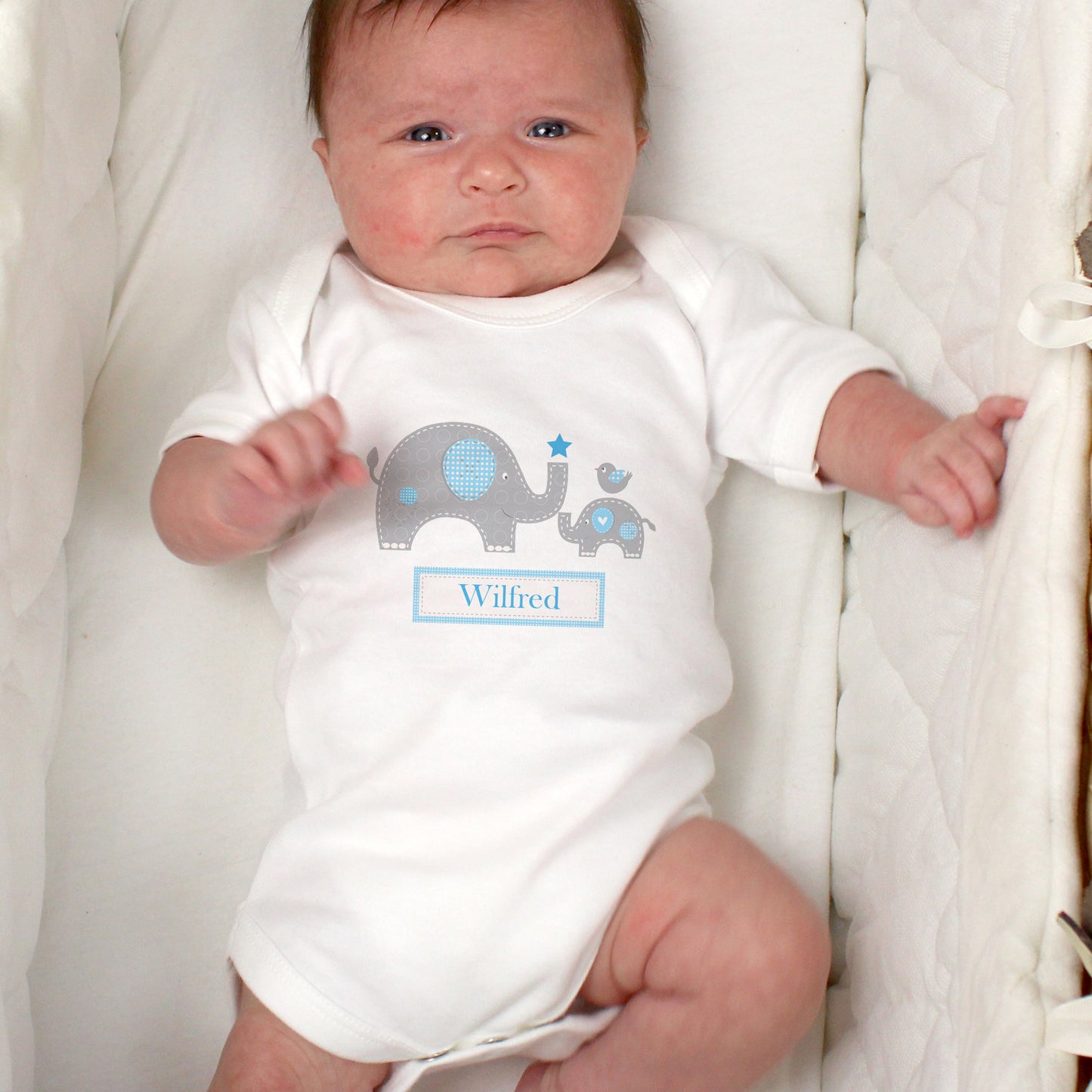 Personalised Blue Elephant 0-3 Months Baby Vest - MK&JD Gifts