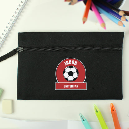 Personalised Red Football Fan Pencil Case - MK&JD Gifts