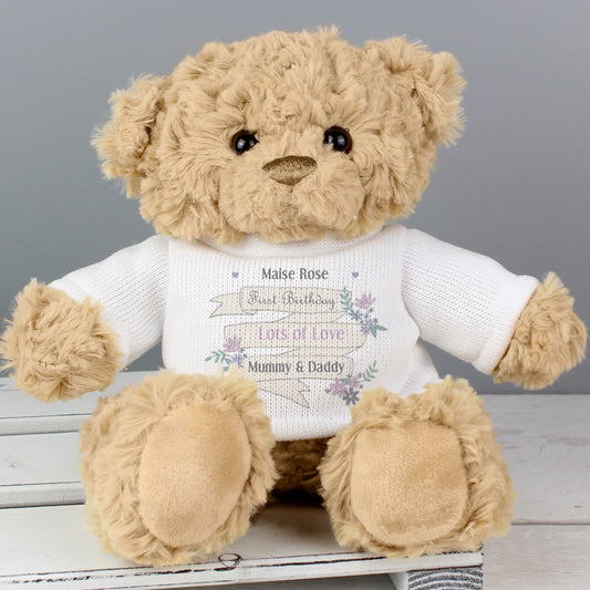 Personalised Garden Bloom Message Teddy Bear - MK&JD Gifts