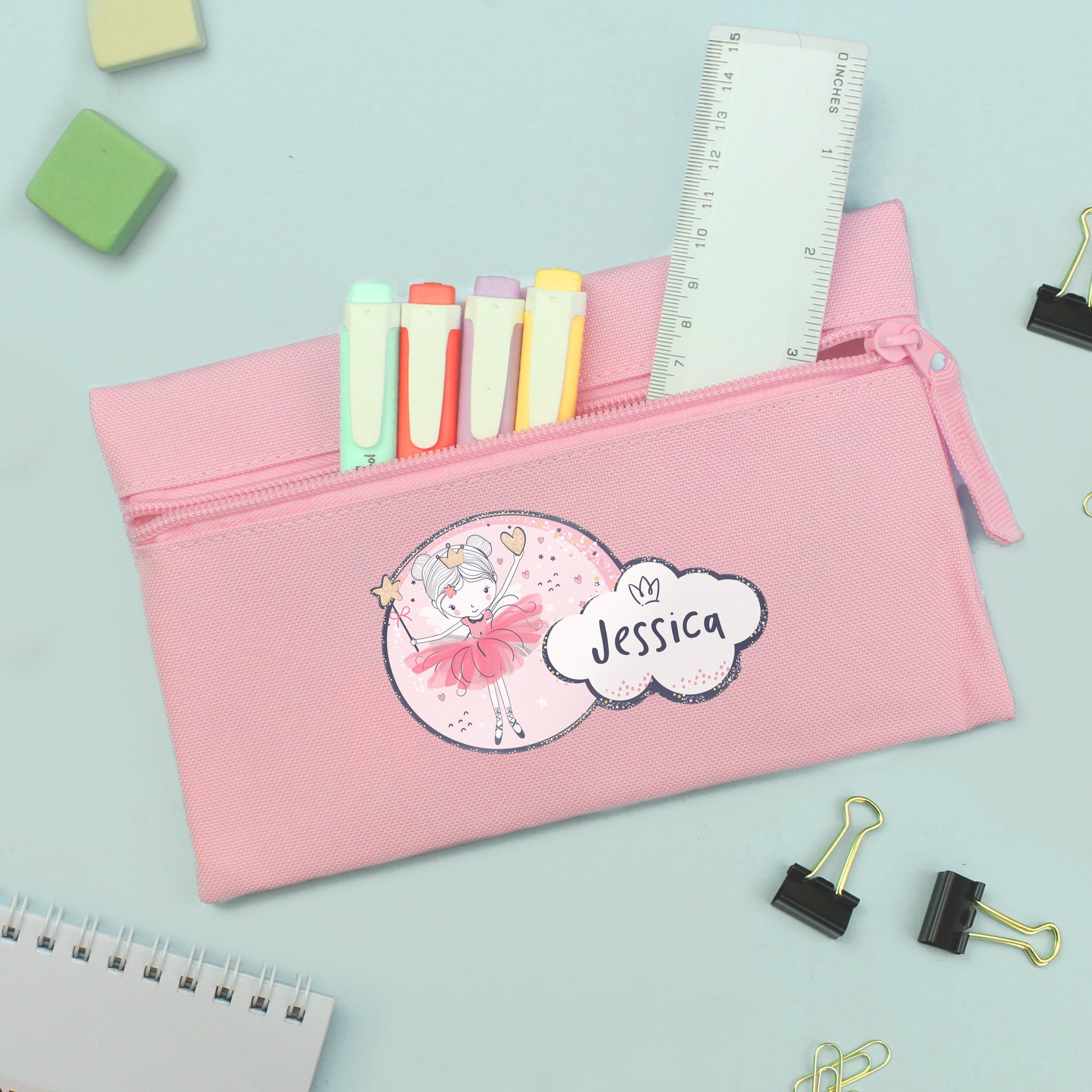 Personalised Fairy Princess Pink Pencil Case - MK&JD Gifts