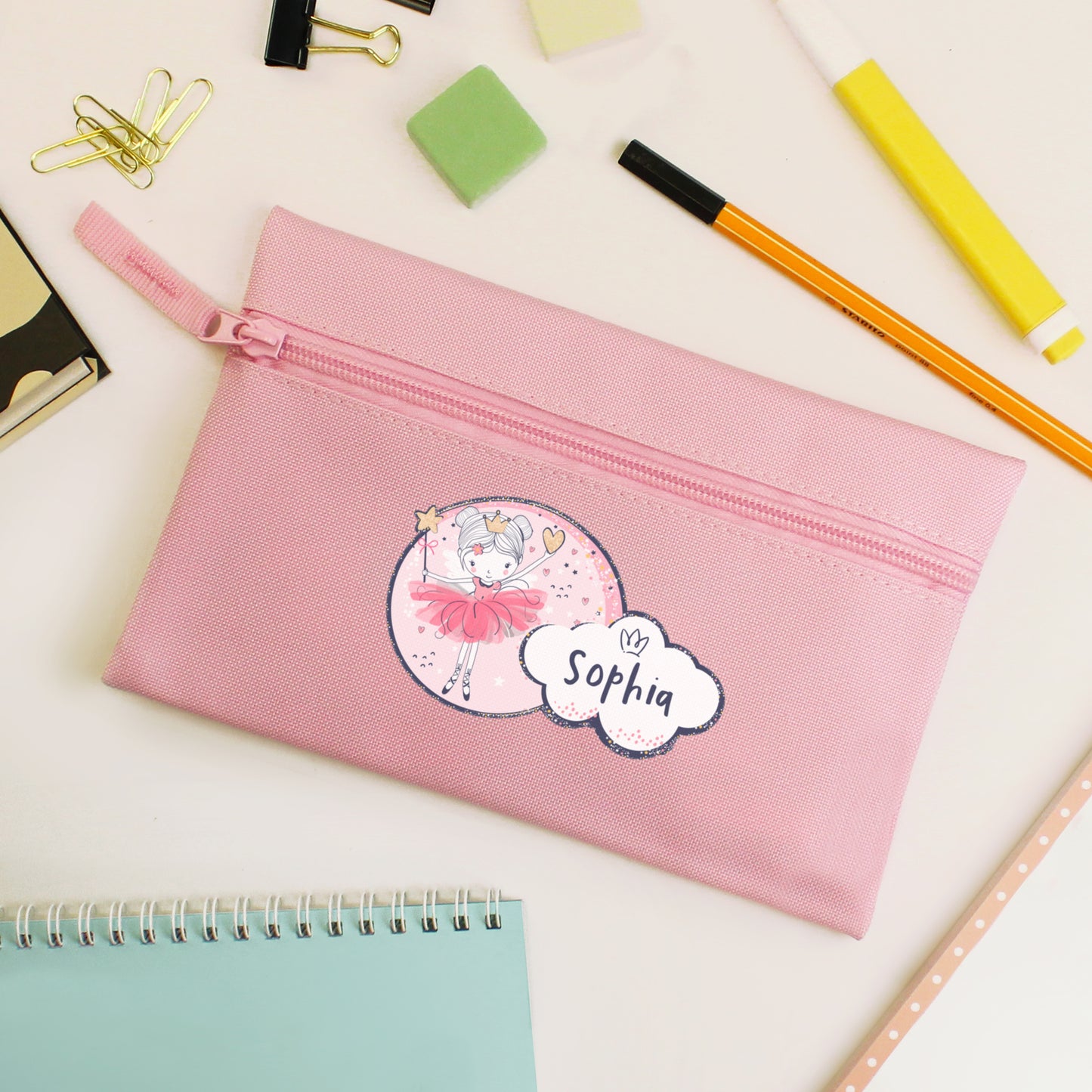 Personalised Fairy Princess Pink Pencil Case - MK&JD Gifts