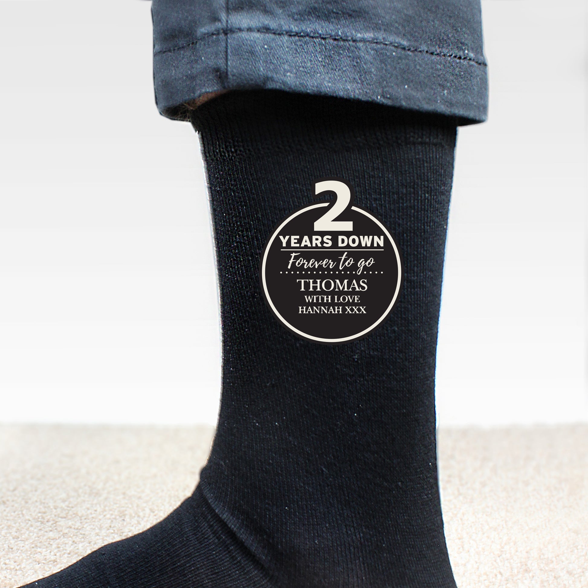 Personalised 2nd Anniversary Mens Socks - MK&JD Gifts