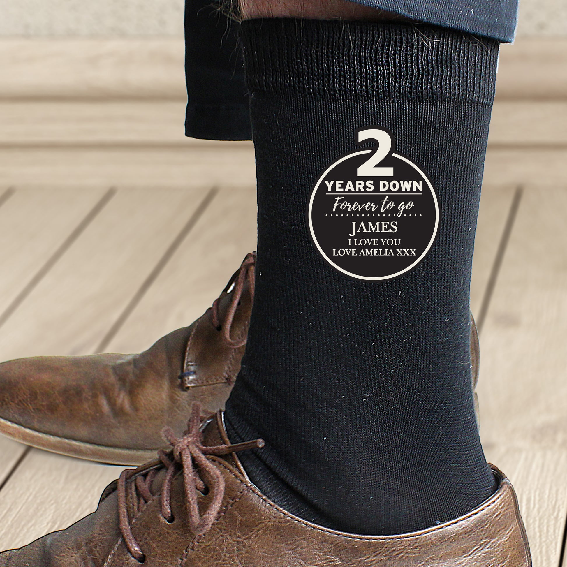 Personalised 2nd Anniversary Mens Socks - MK&JD Gifts